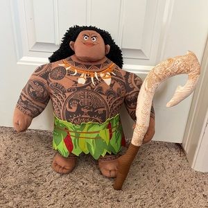 Just Play Moana Talking MAUI Plush Large 15” Doll Figure Fish Hook Disney 🌸🌺